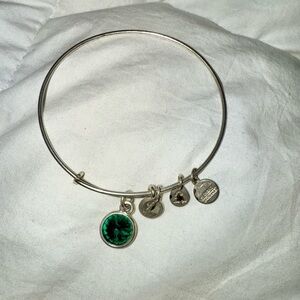 Silver Bracelet with Green Charm